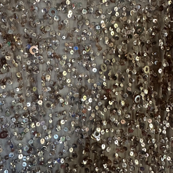 NWT Adrianna Papell Gold Sequin Full Length Gown - Picture 5 of 16